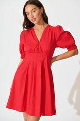 Red Cotton Hazel Dress